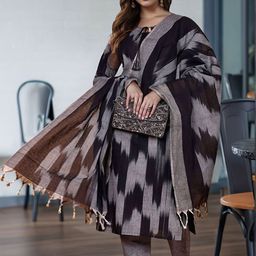 Anni Designer Abstract Printed Tie-Up Neck Straight Kurta With Trousers & Dupatta-picture-34