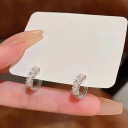 AKISON JEWELS Silver-Plated Crystals Circular Hoop Earrings-image-69