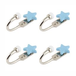 IndianShelf Silver-Toned & Blue 4 Pieces Star Ceramic & Zinc Wall Hooks-image-64