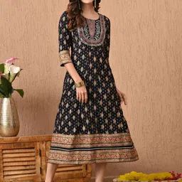 MURLI KURTI Ethnic Motifs Print Fit & Flare Midi Dress-image-81