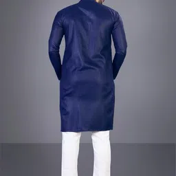 Attigo Navy Blue Cotton Blend Kurta Sets-image-11