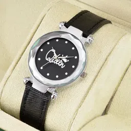 CSAMON Women Printed Leather Analogue Watch Queen_Black_Lether Black Heart-picture-37