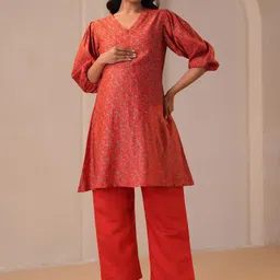 anayna Women Printed Regular Kurta with Trousers-picture-7