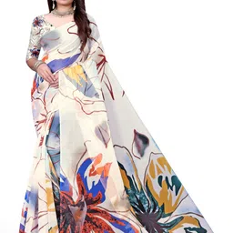 Pemal Designer Floral Printed Organza Saree-image-67