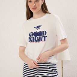 Trendyol Women Printed Round Neck T-Shirt & Shorts Pure Cotton Night Suits-image-96