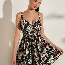 MAYKR Women Floral Printed Sweetheart Neck Fit & Flare Mini Dress-image-78