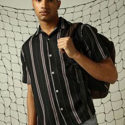 Hubberholme Men Vertical Striped Cotton Oversized Textured Fabric Casual Shirt-image-64