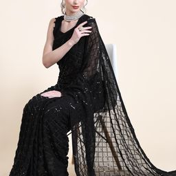 CaniBani Black Pure Georgette Sarees-image-91