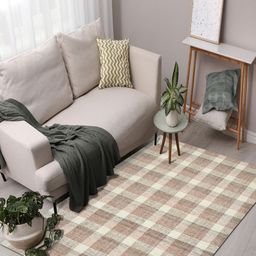saraswatii global Rose Gold Tartan Plaid Hand-Tufted Woollen Carpet-picture-39