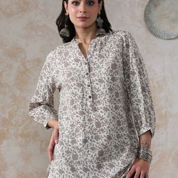 Moara Floral Print Keyhole Neck Puff Sleeve Shirt Style Top-image-94