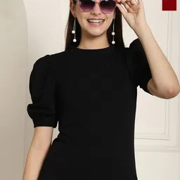 Metronaut Women Pack Of 2 Square Neck Puff Sleeve Peplum Top-image-69