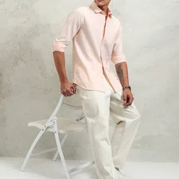 HIGHLANDER Men Button-Down Collar Solid Cotton Casual Shirt-image-17