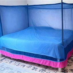 HDPE - High Density Poly Ethylene Adults Washable HDPE Mono Blue colour plain mosquito net for double bed size (6×7) Mosquito Net-image-24