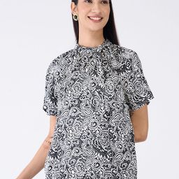SALT ATTIRE Women Ethnic Motifs Tie-Up Neck Top-image-85