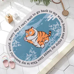Kuber Industries 5-Pcs Blue & Orange 240 GSM Anti-Skid Bath Rugs-47