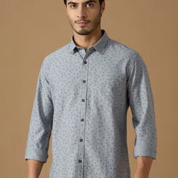 SNX Men Tailored Fit Abstract Printed Spread Collar Pure Cotton Casual Shirt-picture-37