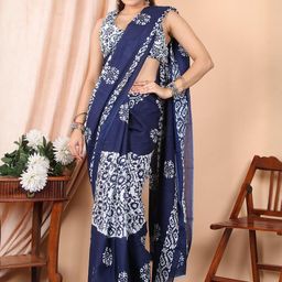 huuhambay Ethnic Motifs Voile Block Print Saree-picture-0