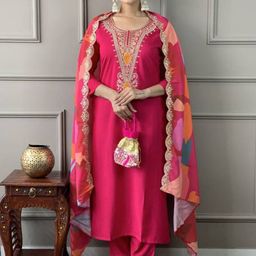 BAESD Women Ethnic Motifs Embroidered Regular Kurta with Trousers & With Dupatta-picture-44