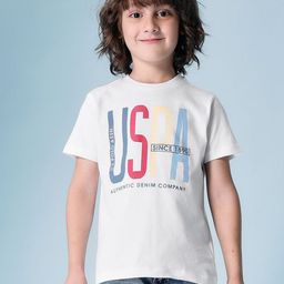 U.S. Polo Assn. Kids Boys Brand Logo Printed Round Neck Pure Cotton T-shirt-picture-30