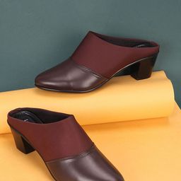 Luvfeet Women PU Solid Synthetic Leather Ethnic Block Mules-18