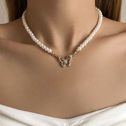 Shining Diva Fashion Pearls Gold-Plated Necklace and Chains-14