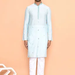 Arihant Rai Sinha Men Ethnic Motifs Embroidered Regular Mirror Work Kurta with Pyjamas-picture-9