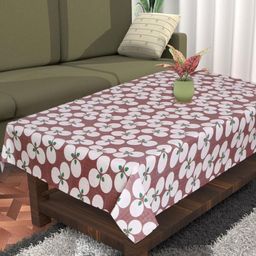 Dakshya Industries Khaki Floral Waterproof Plastic 4-Seater Table Cover-image-3