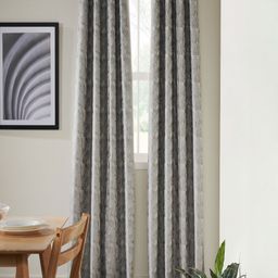 Deco Window Grey 2 Pieces Printed Black Out Door Curtain-image-12