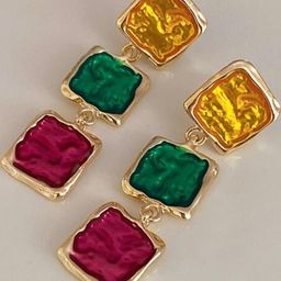 AKISON JEWELS Women Alloy Gold-Plated Square Shaped Earrings-image-96