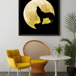 999Store Black & Yellow Wolf Printed Canvas Wall Art-image-99