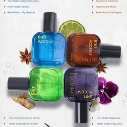 BRIT ACCENT Set Of 4 Conquer, Dominate, Beleive, Explorer Eau De Parfum - 20 ml Each image 2