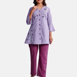 Komarri U Embroidered Thread Work Pure Cotton Top With Trousers-picture-31