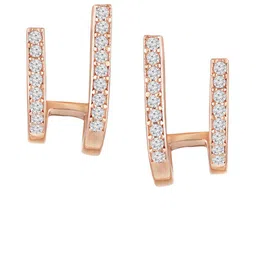 Luxevogue 925 Sterling Silver 18K Rose Gold-Plated CZ Studded Square Shaped Studs image 3
