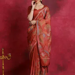 Saree mall Floral Silk Blend Block Print Sarees-picture-17