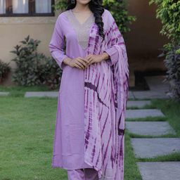 Rujave Women Ethnic Motifs Embroidered Kurta with Trousers & With Dupatta-image-71