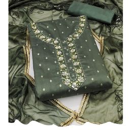 ASISA Embroidered Art Silk Unstitched Dress Material-image-89