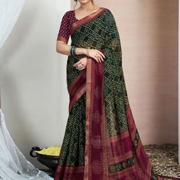 KALINI Bandhani Zari Pure Chiffon Bandhani Saree-picture-23