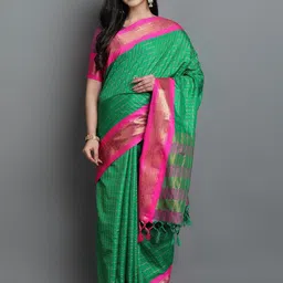 yourwish Checked Zari Garad Saree-image-16