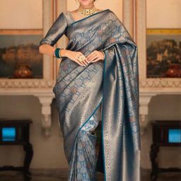 SHOPONBIT Blue Banarasi Designer Saree-image-81