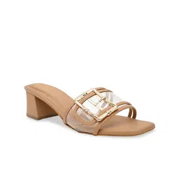CAI Embellished PU Block Mules with Buckles-10