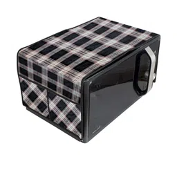 Waterproof & Dustproof PVC Microwave Oven Top Cover with 4 Utility Pockets Chec-image-62