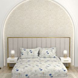 Pure Decor Blue & Grey Floral 330 TC King Bedsheet with 2 Pillow Covers-image-94