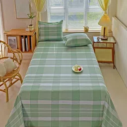 JC HOME Green & White Geometric Cotton 230 TC King Bedsheet Set-2.5 m x 2.5 m-picture-11