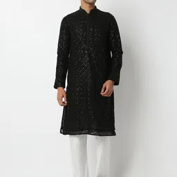 Ethnicity Men Floral Embroidered Regular Thread Work Kurta Set-picture-24