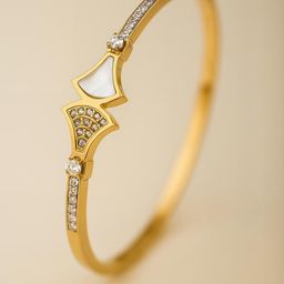 RaasRani Women Cubic Zirconia Gold-Plated Cuff Bracelet-picture-12