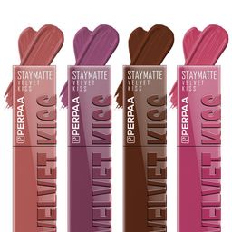 PERPAA Set Of 4 Velvet Kiss Waterproof Liquid Lipstick -3.5 ml Each -Shades -5 - 6 -7 - 10-15