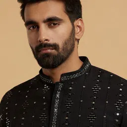 Twamev Men Embroidered Regular Sequinned Kurta with Pyjamas image 5