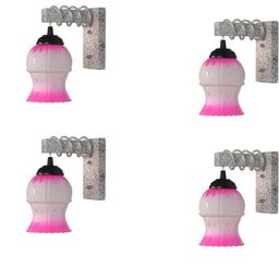 SOMIL Pink Glass Cylinder Printed Wall Lamps-image-70