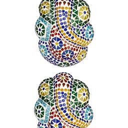 SOMIL Set of 2 Multicoloured Printed Glass Ganesh Shaped Wall Lamp-image-57