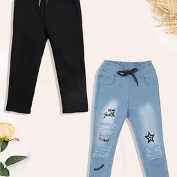 YK Boys Slim Fit High-Rise Light Fade Embroidered Jeans-image-23